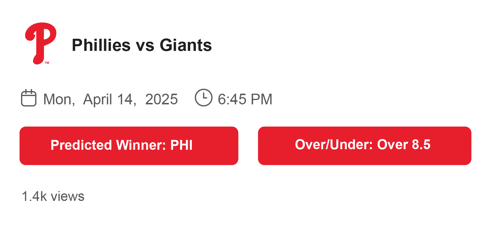 Phillies vs Giants Prediction